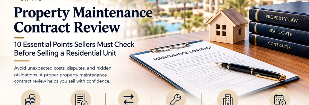 Property Maintenance Contract Review infographic - 10 essential points sellers must check before selling a residential unit | Experts Gamal