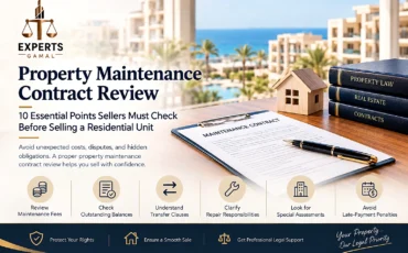 Property Maintenance Contract Review infographic - 10 essential points sellers must check before selling a residential unit | Experts Gamal