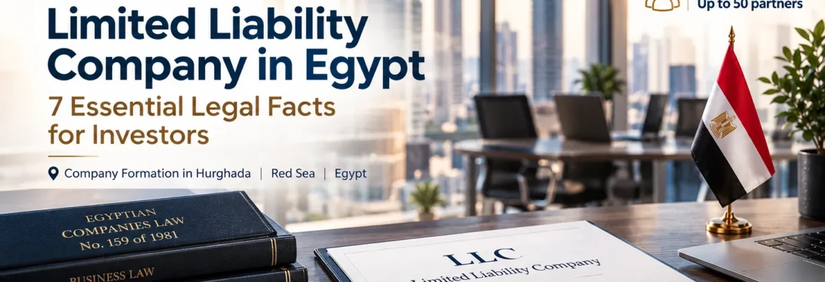 Limited Liability Company in Egypt: 7 essential legal facts for investors, company formation in Hurghada, with Egyptian Companies Law books and an LLC document on a desk